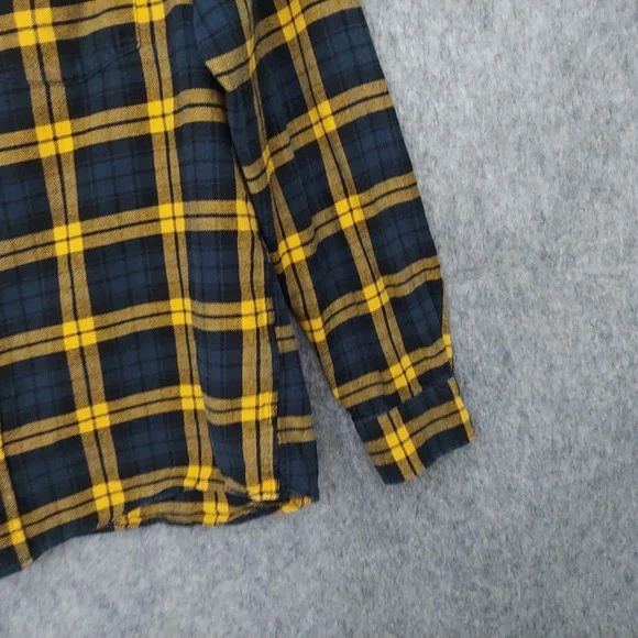 L.O.G.G X H&M Men Shirt M Plaid Flannel Button‎  Yellow Lumberjack Grunge Preppy - Picture 4 of 11